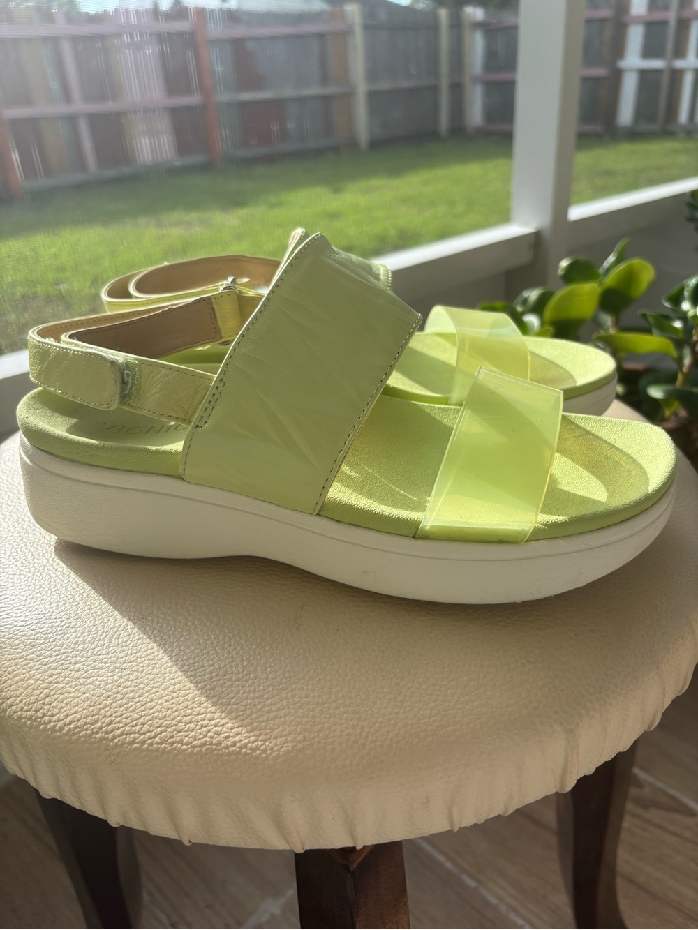 Vionic Neon Lime Platform Sandals